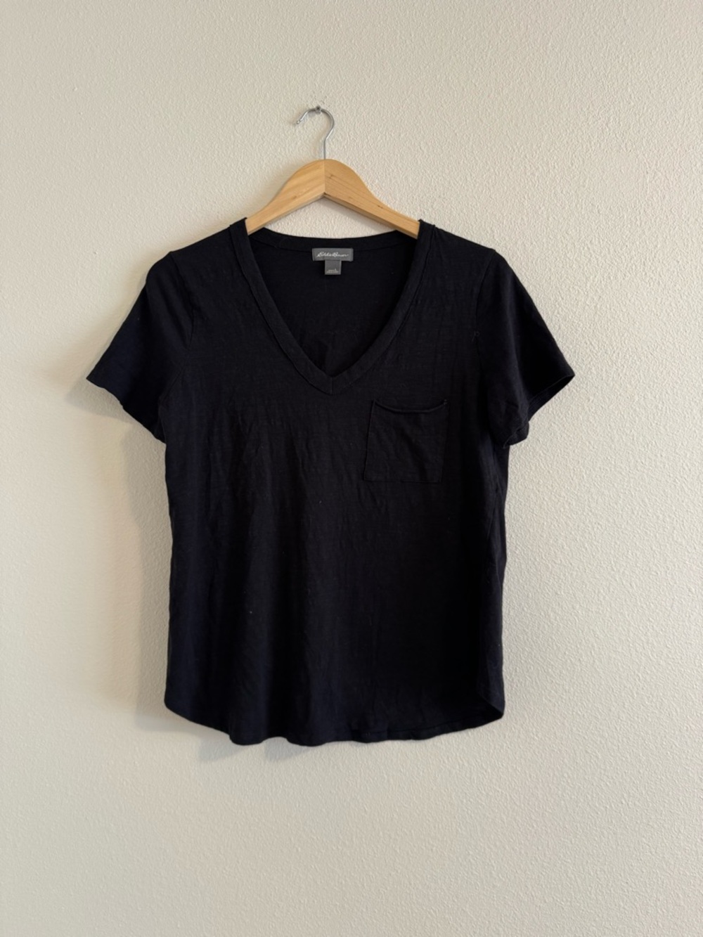 Eddie Bauer Black V-Neck Pocket Tee